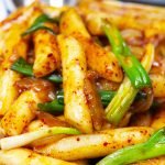 recipe card photo for spicy sesame rice cakes