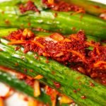 photo of stuffed cucumber kimchi for recipe card